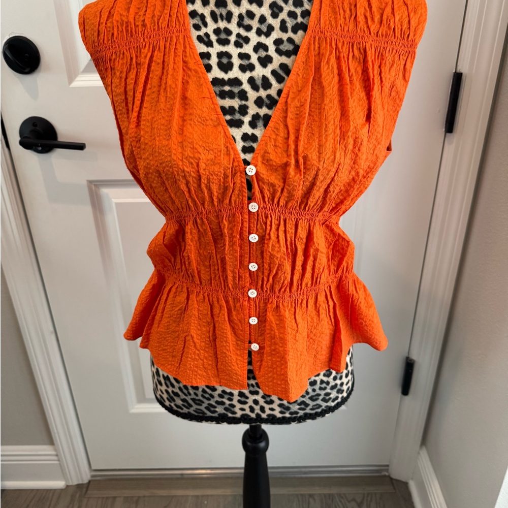 Frame Orange Button-Down Women's Top Size Small